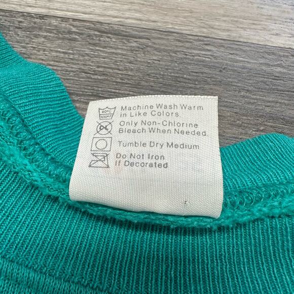 Vintage 1985 Hanes Blue Green Mens XL Nature Flying Birds Crewneck Pullover 80s - Picture 9 of 9